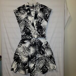 Tina Barrie 16 Dress Black And White Belted Sleeveless Collar Vintage AS IS